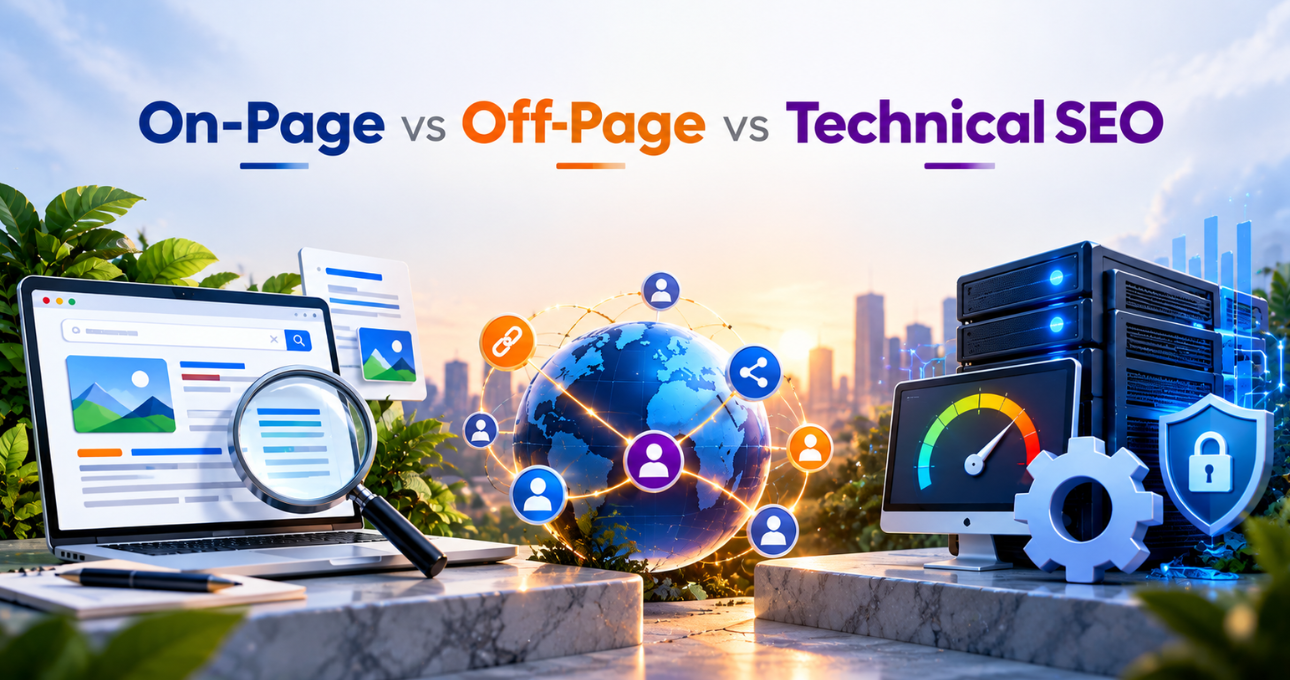On-Page vs Off-Page vs Technical SEO: A Complete Guide to Ranking Higher on Google and AI Search